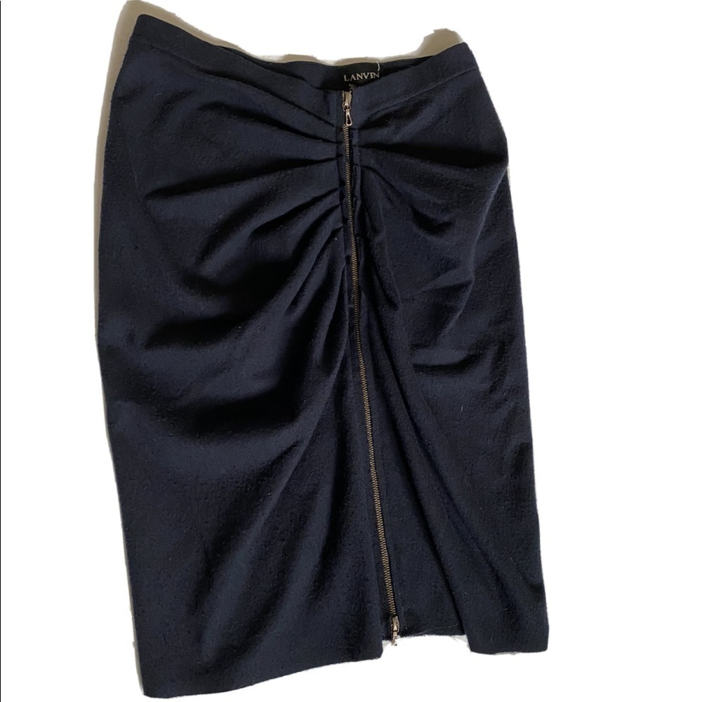 Lanvin River 2009 ruffle wool front zipper skirt